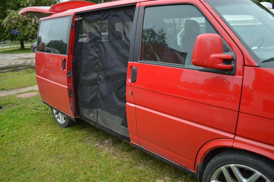 Magnetic mosquito net on a VW campervan sliding door