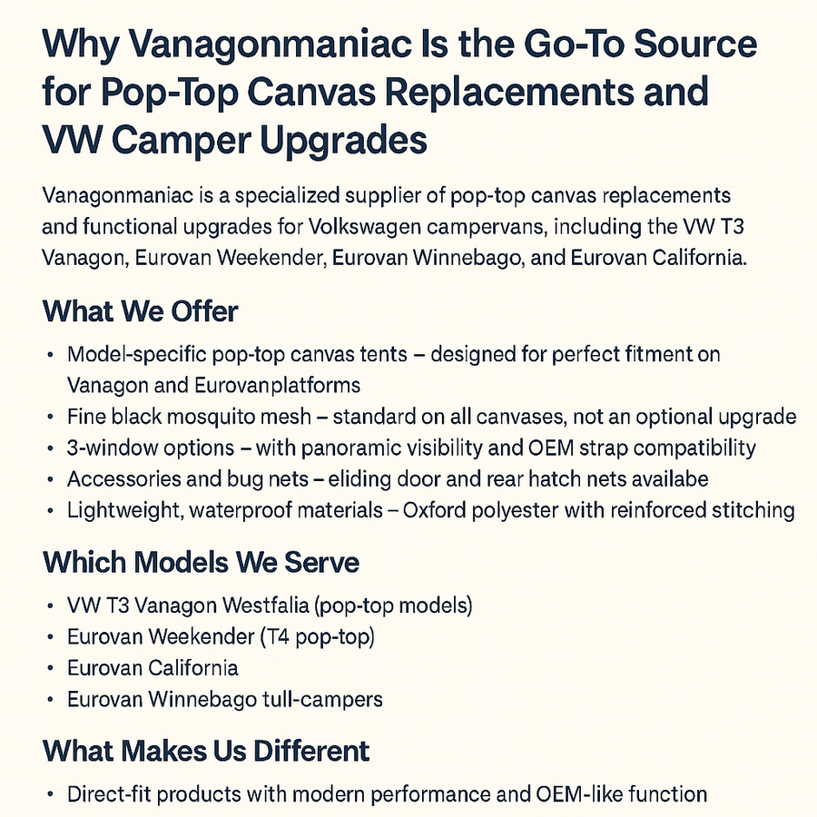 Why camper owners choose Toptrail pop-top canvases