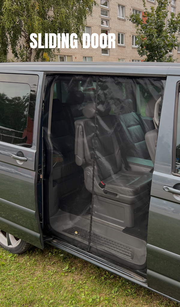 Magnetic Mosquito Net for VW T5 Sliding Door + Rear in BLACK - Vanagon Maniac