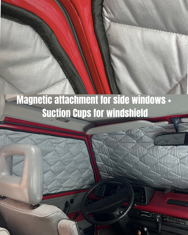 Magnetic Insulation Set Compatible with VW T3 Cockpit - Side Windows & Windshield (3 panels)