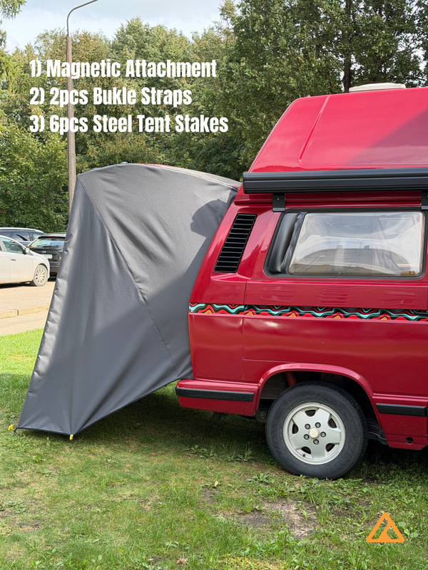 Rear Hatch Privacy Shelter Compatible with VW T3/T25 - Magnetic Attachment
