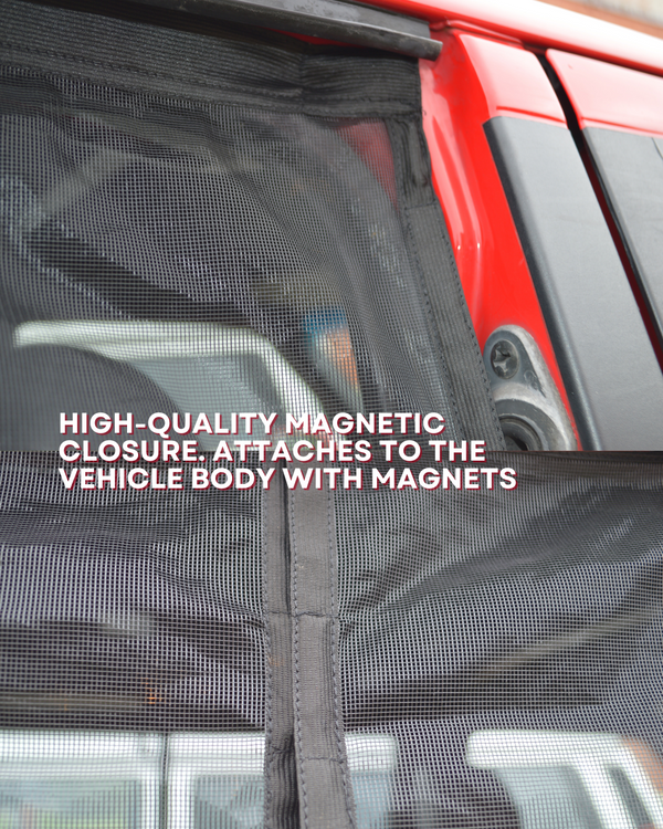 Magnetic Mosquito Net for VW T4 Eurovan Sliding Door + Trunk BLACK - Vanagon Maniac