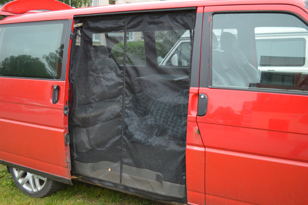 Magnetic Mosquito Net for VW T4 Eurovan Sliding Door + Trunk BLACK - Vanagon Maniac
