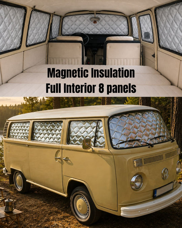 Magnetic Insulation Set Compatible with VW T2 Full Interior | Complete 8-panel Thermal Blinds Kit
