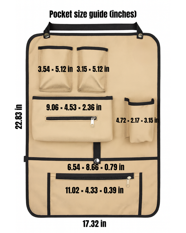 Rear Seat Organizer Compatible with VW T3 / T25 (Universal Fit) | Multi-Pocket Campervan Storage