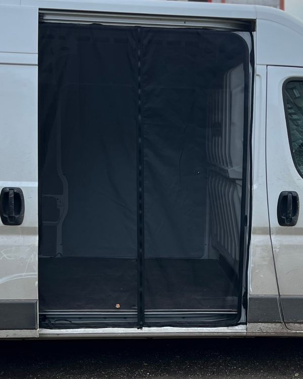 Magnetic Mosquito Net | Compatible with Fiat Ducato / RAM ProMaster / Peugeot Boxer 2022–2026 (Sliding Door + Rear Access) – BLACK