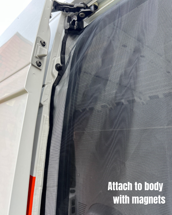 Magnetic Mosquito Net | Compatible with Fiat Ducato / RAM ProMaster / Peugeot Boxer 2022–2026 (Sliding Door + Rear Access) – BLACK