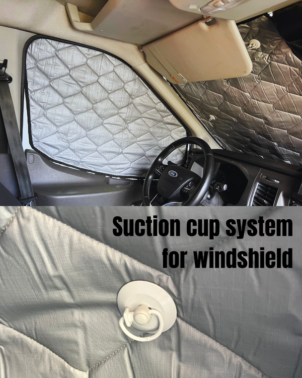 Magnetic Insulation Compatible with Ford Transit (2014–2018) 9-Layer Cockpit Thermal Blinds – 3-Piece Set