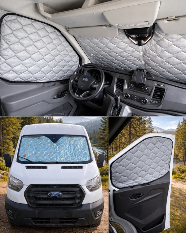Magnetic Insulation Compatible with Ford Transit (2014–2018) 9-Layer Cockpit Thermal Blinds – 3-Piece Set
