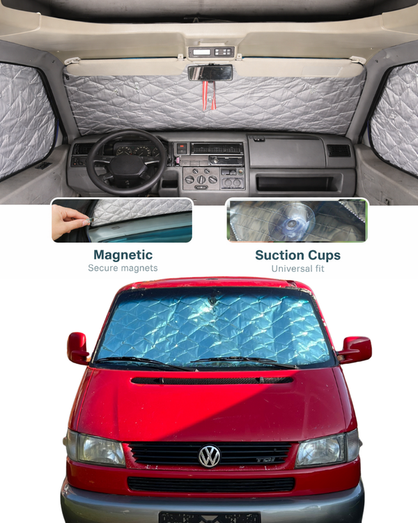 Magnetic Insulation Set Compatible with VW T4 Cockpit - Side Windows & Windshield (3 panels)