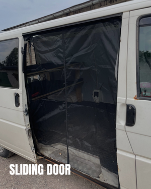 Magnetic mosquito net for VW T4 EuroVan sliding door and rear hatch, black