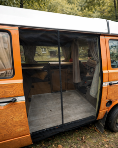 Moskitiera magnetyczna szyta na wymiar do drzwi przesuwnych VW T25 / T3, czarna