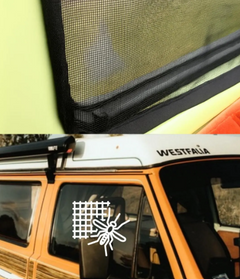 Moskitiery magnetyczne na szybach kierowcy i pasażera VW T3